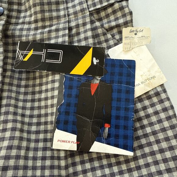 Vintage NWT Chaus Pleated High Waist Tapered Pants Gray Gingham 80s Size 12 - Picture 8 of 16